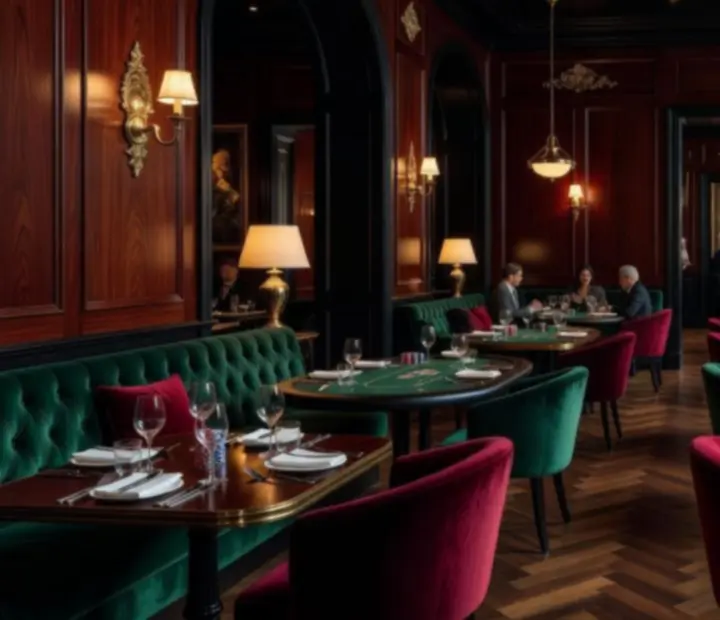 Luksusowa restauracja przygotowana na wieczór pokerowy
