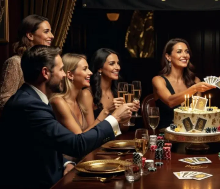 Urodzinowa impreza z eleganckim motywem pokerowym w restauracji
